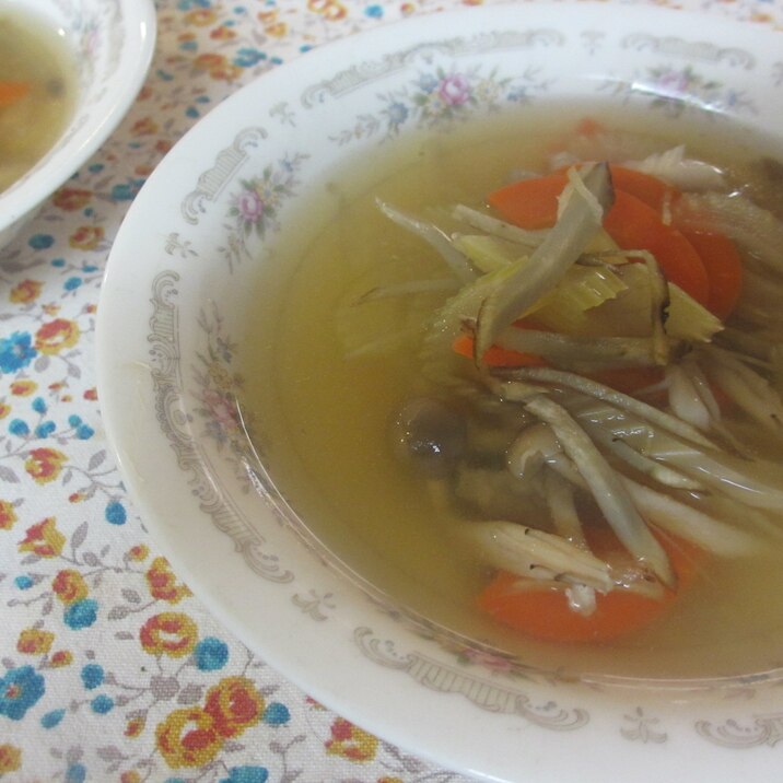 ごぼうとセロリの生姜スープ